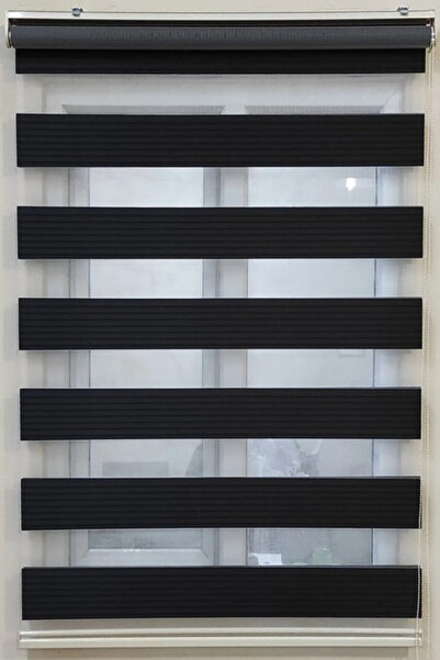 Özel Jaluzi Siyah Geniş Piliseli Zebra Perde