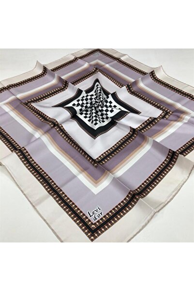 Levidor وشاح حرير تيفيل منقوش باللون الأرجواني204101