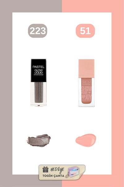 Pastel Glow Liquid Eyeshadow 223 + Liquid Blush 51 + Togin Bag - Mix Set