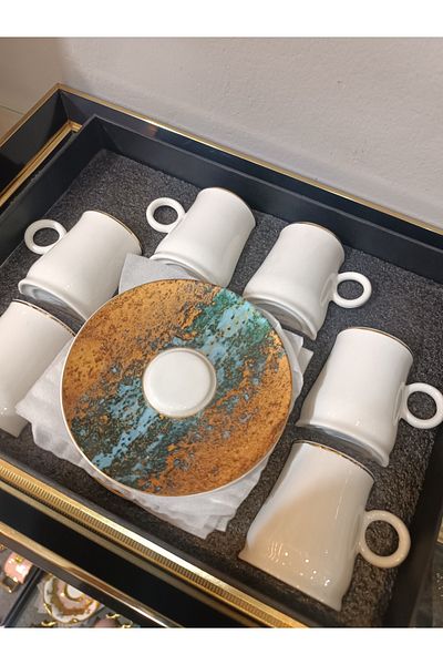DEKOR ZÜCCACİYE HOME Gönül 6-Piece White Porcelain Long Coffee Cup