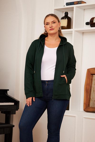 RMG Emerald Large Size Zipper Detailed Tracksuit Top