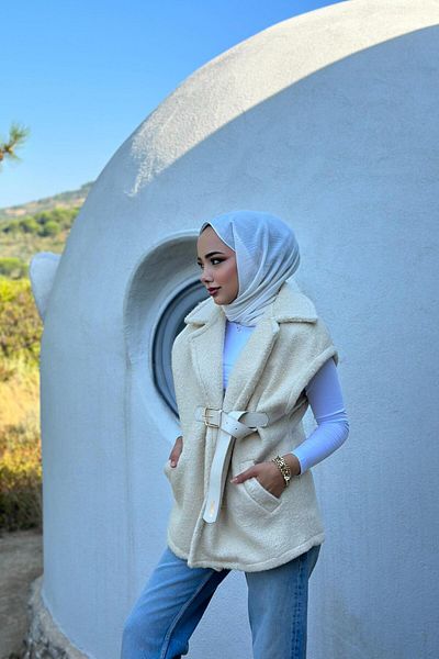 QUQA Ecru Angora Vest