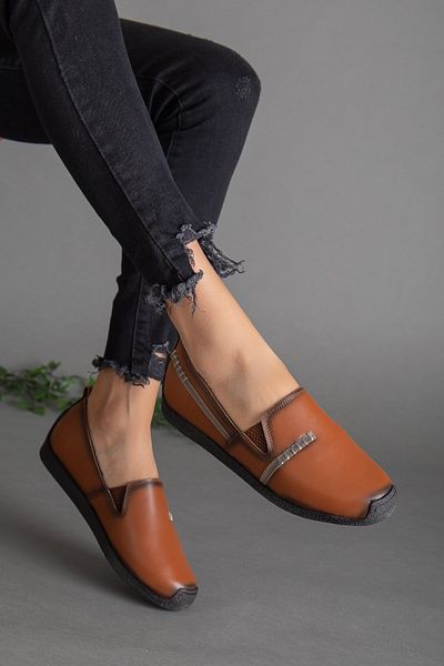 Dilimler Ayakkabı Skin Closed Face Tan Women's Casual Shoes
