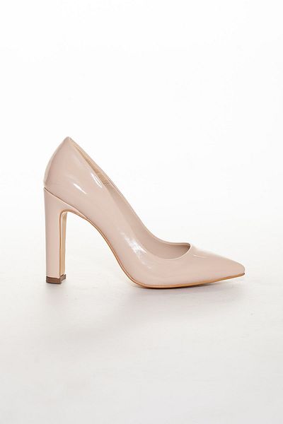 Dilimler Ayakkabı Thick Heel Patent Leather Women's Stiletto