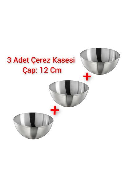 IKEA 3 Pieces Mini Snack Bowl 12X6 cm Ikea Set of 3 Metal Bowl Stainless Steel Snack Bowl Volume 0.5 Liters