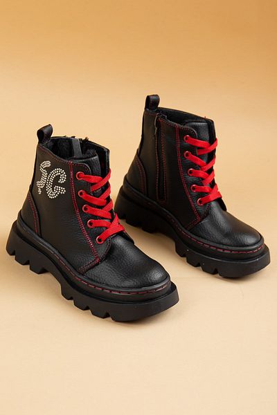 Dilimler Ayakkabı Şiringenç Orthopedic Bound Zippered Leather Red Girl's Boots