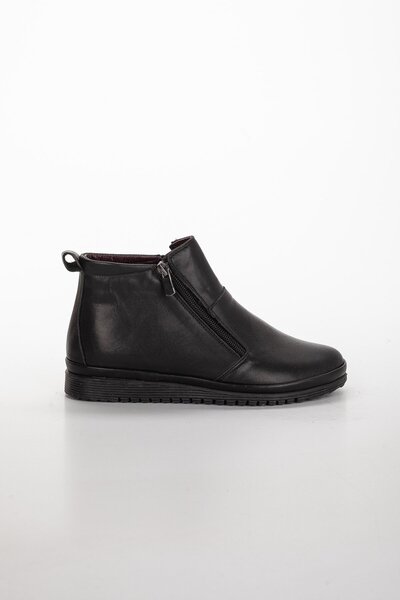 Dilimler Ayakkabı Γυναικείες μπότες από γνήσιο δέρμα με επίπεδη σόλα με φερμουάρ