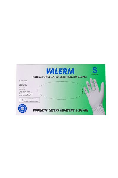 ADYMEDİKALVET Valeria Latex Powder-Free Exam Gloves 100 Pieces White S Pack 10