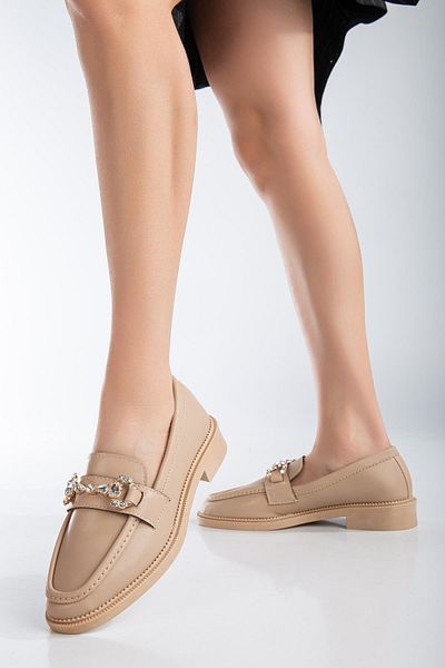 Dilimler Ayakkabı Pantofi de damă nude casual cu accesorii cu cataramă cu bijuterii