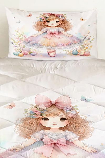 Else Dekor Cuvertură matlasată pentru fetiță cu model Little Princess, cu husă de pernă