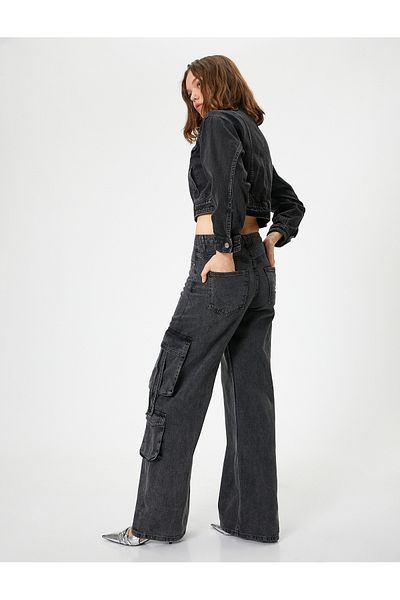 Koton Eve Straight Jeans - Cargo Jeans, Straight Loose Leg and Standard Waist