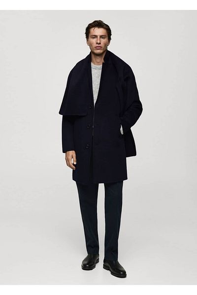 MANGO Man Classic Long Handmade Woolen Overcoat