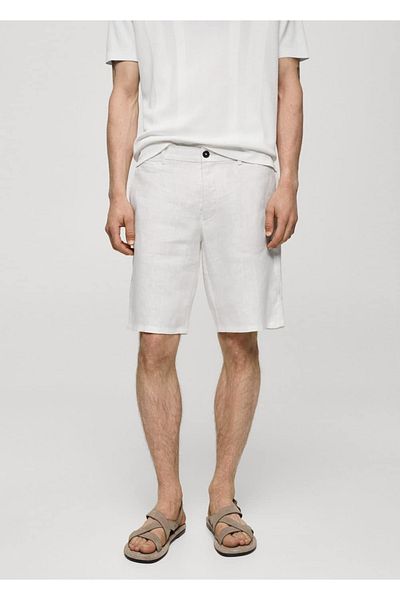 MANGO Man Slim Fit 100% Linen Bermuda Shorts