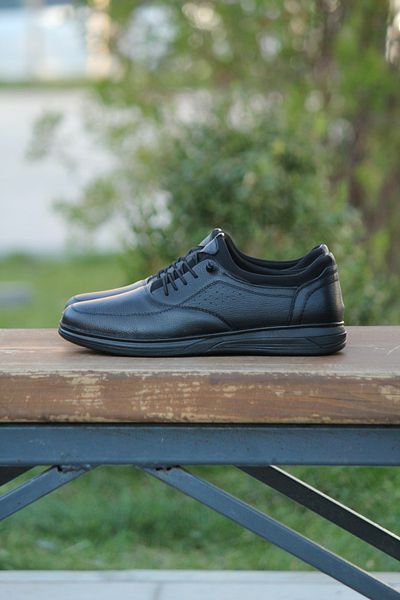 LİCCAS Pantofi sport de iarnă pentru bărbați - piele naturală, talpă din cauciuc, elastic autobic și fără șireturi
