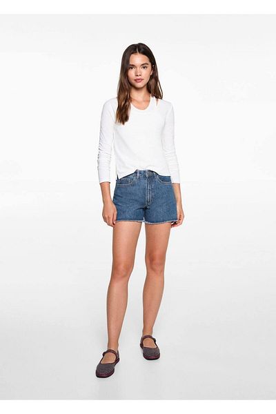 Mango Teen Pantaloni scurți din denim fără cusături pe picioare
