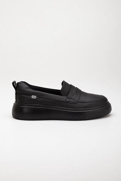 Dilimler Ayakkabı College Model Thick Sole Skin Black Women's Casual Shoes