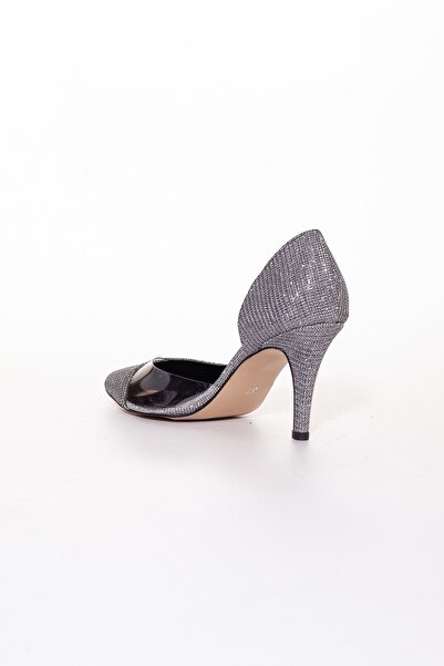 Dilimler Ayakkabı Thin Heeled Transparent Side Platinum Women's Stiletto