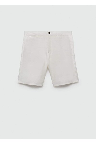 MANGO Man Dar kesim %100 keten bermuda şort