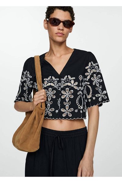 MANGO Woman Bluza crop brodata