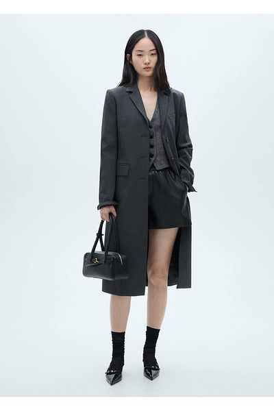 MANGO Woman Leather Look Shorts with Elastic Waist