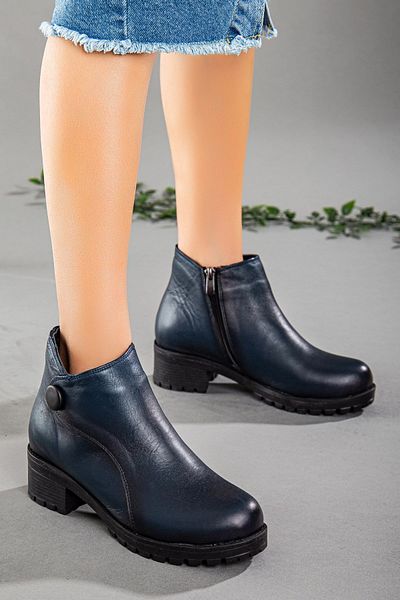 Dilimler Ayakkabı Γυναικείες μπότες από γνήσιο δέρμα Navy Blue