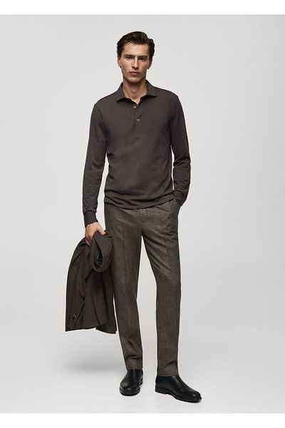 MANGO Man Slim Fit Stretch Wool Polo Shirt