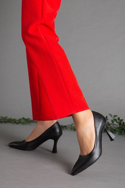 Dilimler Ayakkabı Black Stiletto - Skin Thin Heel, Large Size Women's Shoes