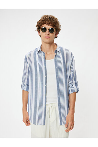 Koton Uzun Kollu Gömlek Klasik Yaka Düğmeli Pamuklu Regular Fit