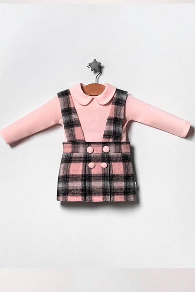 TRENDİMİZBİR Baby Girl 2-Piece Dress with Suspender Skirt