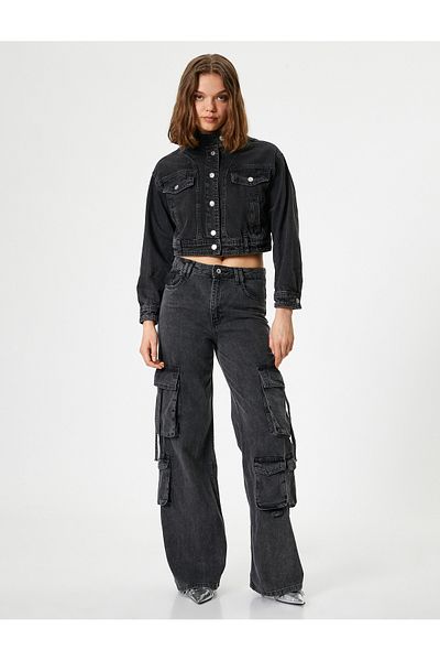 Koton Eve Straight Jeans - Cargo Jeans, Straight Loose Leg and Standard Waist
