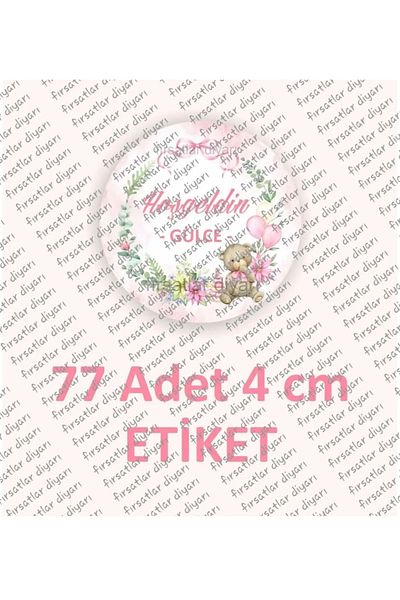 fırsatlar diyarı Welcome Baby Label Αυτοκόλλητο γενεθλίων Baby Shower - 77 τεμάχια με γυαλιστερή επίστρωση στρογγυλή κοπή - 4 cm