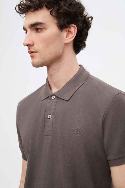 D'S Damat Tricou cu decolteu polo, 100% bumbac, cu textura piqué antracit, cu croiala normală
