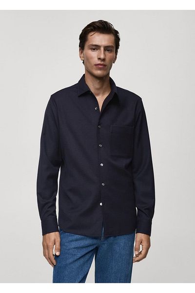 MANGO Man Regular Fit 100% Wool Shirt