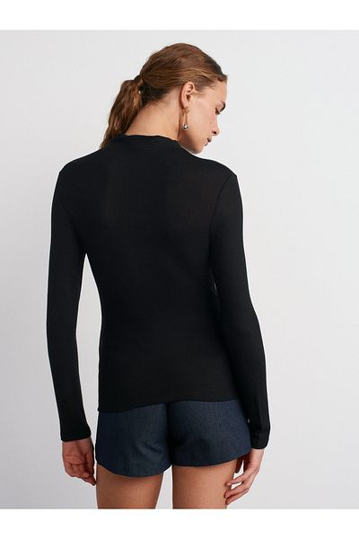 Dilvin 31391 Stand Collar Long Sleeve Ball-Black