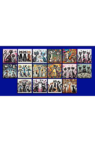 TELLGRAF مجموعة بطاقات بريدية تحت عنوان القطط (10x10 سم 16 قطعة)