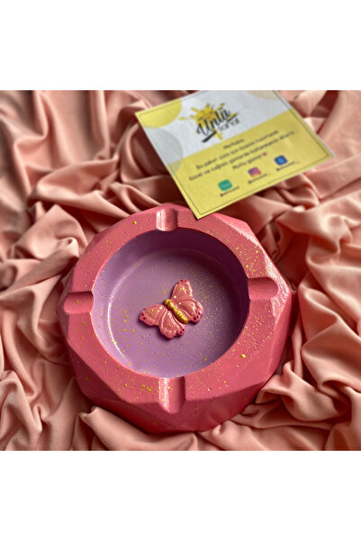 Handmade Dekoratif Kelebek Detaylı Simli Küllük