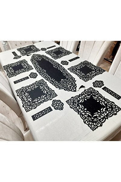 SEHARA 1 Runner(100X33CM),6 Servis (33X33CM),6 Bardakaltlığı, 6 Kaşıklık/19 Parça/suni Deri