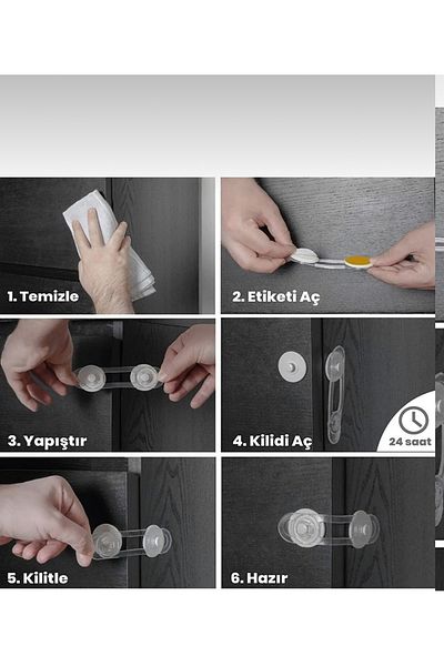 Hane216 Σετ 4 Παιδική Κλειδαριά Προστασίας - Σετ Ντουλάπας και Συρταριών