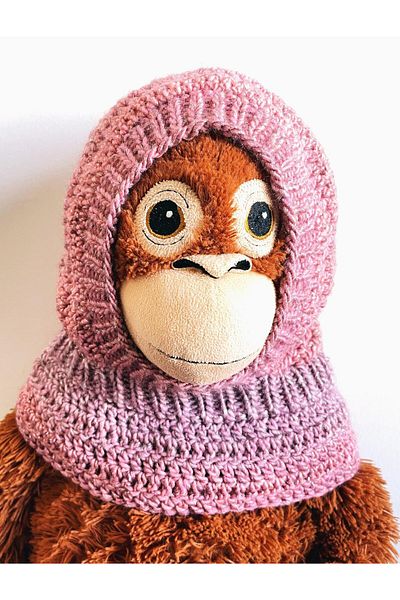 The Cloudish Shop Pink Lilac Baby Kids Hand Knitted - Beanie Balaklava with Knitted Neck Collar and Glitter