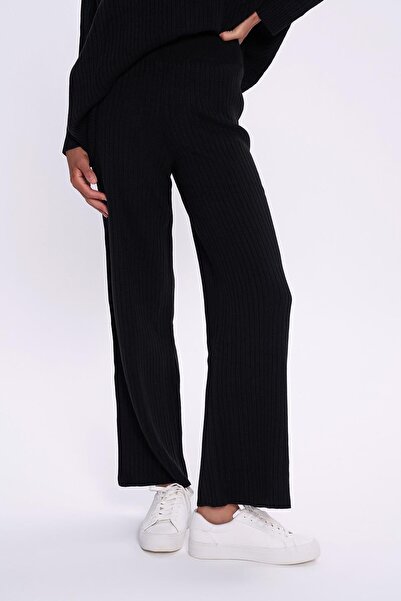 Quzu Чорний трикотажний комплект штанів та верхнього одягу