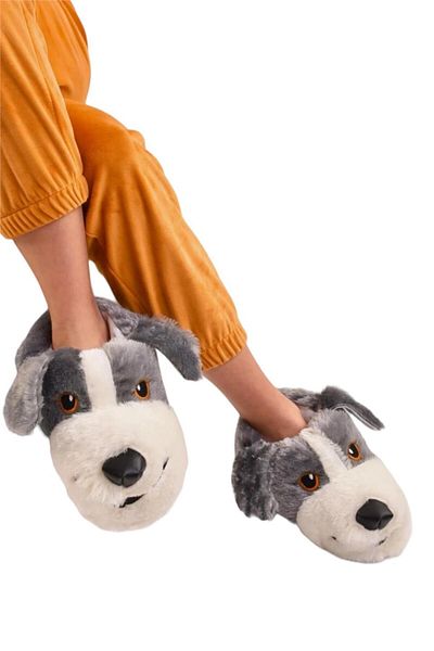 Liger Παντόφλες Unisex Grey Cute Dog Figured Αντιολισθητική βάση