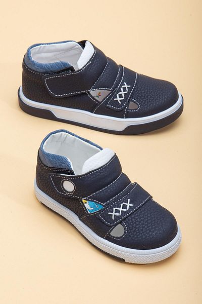 Dilimler Ayakkabı Şirinbebe Şiringenç Stitching Detailed Two Velcro Navy Blue Men's İlkadım Baby Kids Shoes