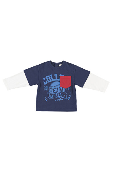 Panço Erkek Bebek Baskılı Lacivert Tişört