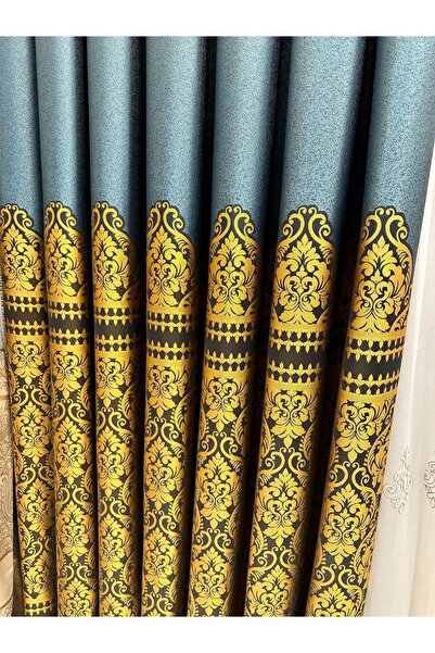 NİVEMESHOME Nivemeshome V-2504 Turquoise 1/3 Close Pleated Background Curtain - Apm Side ft 632057