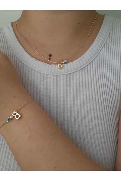 bijoux uniques طقم قلادة وسوار مطلي باللون الذهبي المضاد للتشويه مع تفاصيل خر...