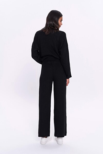 Quzu Чорний трикотажний комплект штанів та верхнього одягу