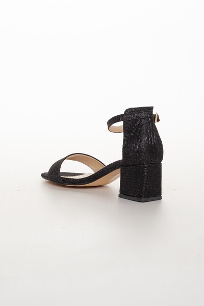 Dilimler Ayakkabı Single Strap Black Women's Heeled Sandals
