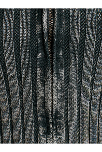 Dilvin 60249 Pale Effect Zippered Knitwear Cardigan-Anthracite