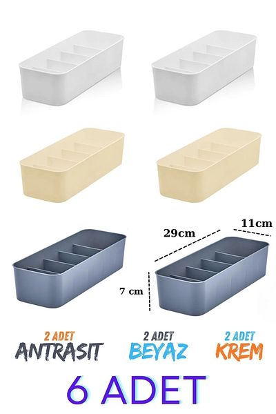 Mutfak Köşesi 5 Compartment Organizer, Watch, Jewelry, Buckle, Socks, Underwear Organizer 6 Pieces