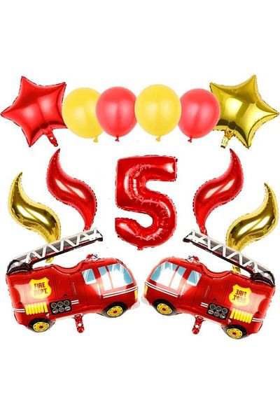 DÜVENCİ TİCARET Firefighter Themed Foil Balloon Set